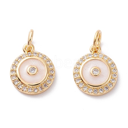 Brass Micro Pave Clear Cubic Zirconia Charms ZIRC-A019-08G-1