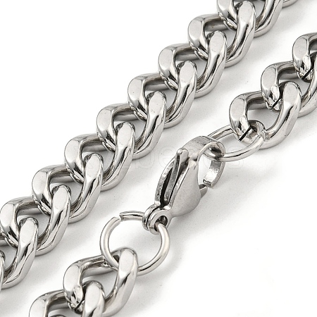 Non-Tarnish 201 Stainless Steel Cuban Link Chain Necklaces for Women and Men NJEW-F322-11P-01-1