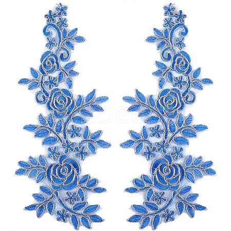 Polyester Metallic Embroidery Lace Appliques DIY-WH0401-94A-1