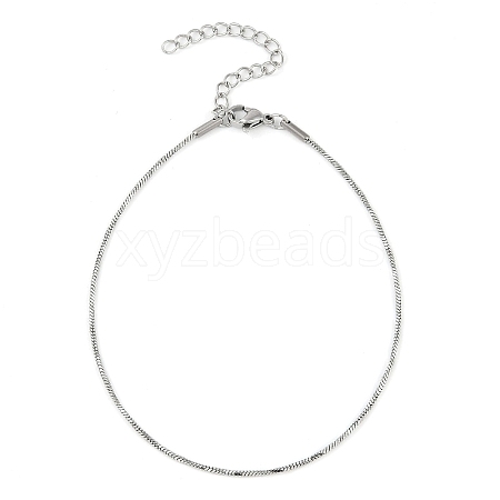 304 Stainless Steel Snake Chain Anklets AJEW-G024-07P-1