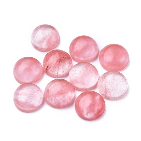 Cherry Quartz Glass Cabochons X-G-P393-R59-10MM-1