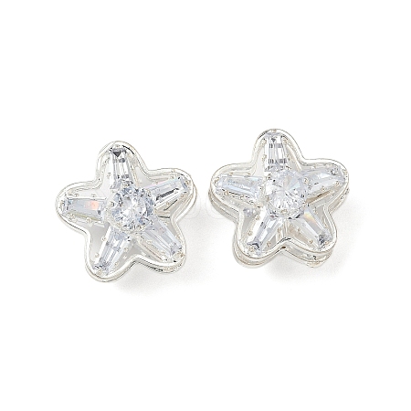 Brass Micro Pave Cubic Zirconia Beads KK-S336-11S-C-1