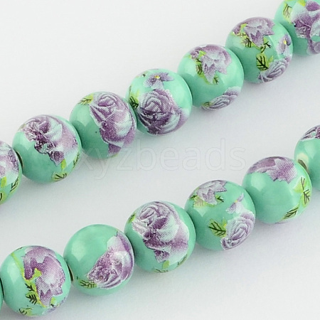 Printed Handmade Porcelain Beads X-PORC-R134-04-1