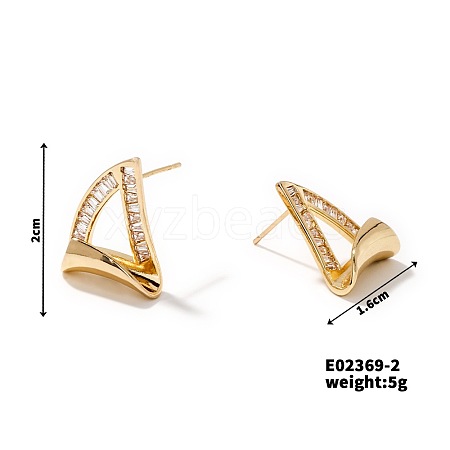 Chic Geometric Triangle Stud Earrings with Hollow Design and Edges PD9226-2-1