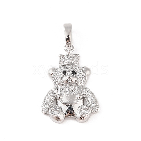 Brass Micro Pave Clear Cubic Zirconia Pendants KK-E111-33P-1