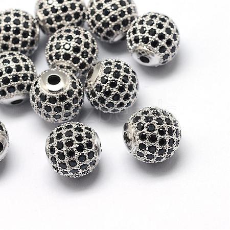 Rack Plating Brass Cubic Zirconia Beads ZIRC-S001-10mm-B03-1