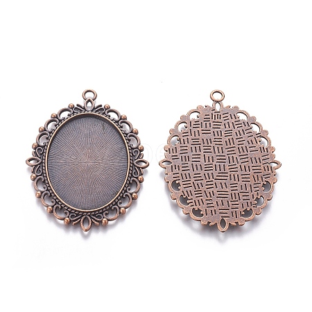 Tibetan Style Oval Pendant Cabochon Settings LS-TIBE-473-R-NR-1