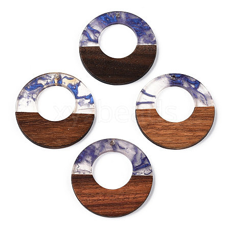 Transparent Resin & Walnut Wood Pendants RESI-ZX017-46-1