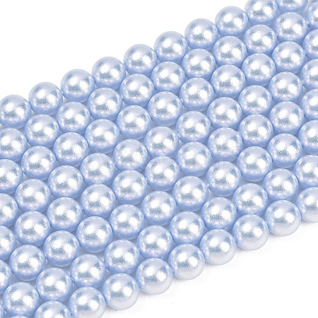 Frosted Glass Pearl Beads Strands GLAA-A044-08A-07-1