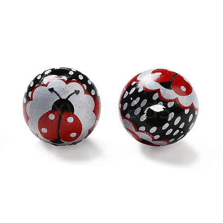 Printed Wood Round Beads LS-WOOD-C012-01A-1