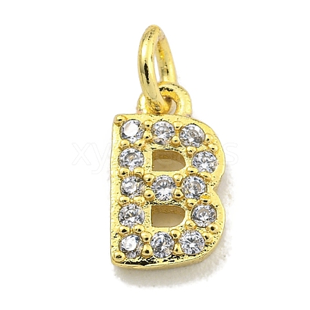 Letter Brass Micro Pave Clear Cubic Zirconia Pendants KK-K354-06G-B-1