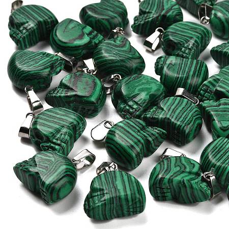 Synthetic Malachite Pendants G-Z067-02P-12-1