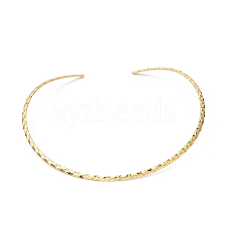 PVD Vacuum Plating 304 Stainless Steel Rhombus Textured Wire Necklace Making MAK-L015-02G-1