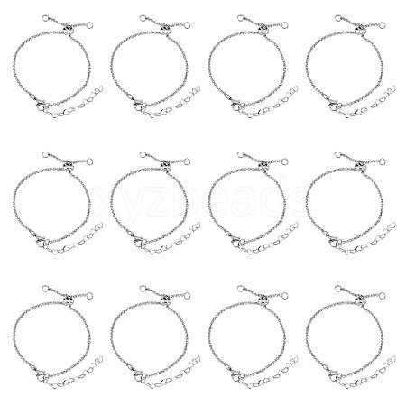 12Pcs 304 Stainless Steel Rolo Chain Slider Bracelet/Bolo Bracelets Making MAK-UN0001-19-1