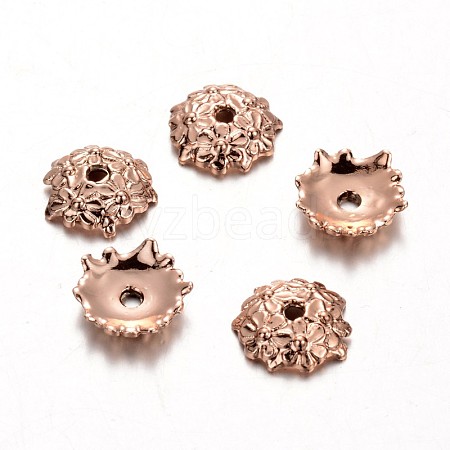 Apetalous Carved Flower Alloy Bead Caps PALLOY-D331-01RG-NR-1