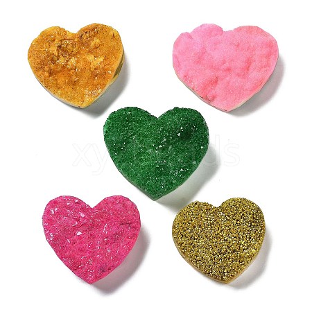 Electroplate Natural Quartz Crystal Heart Display Decorations DJEW-B012-01-1