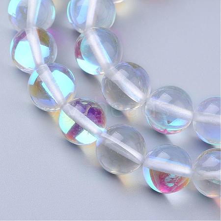 Synthetic Moonstone Beads Strands G-R375-8mm-B13-1