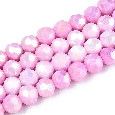 Anti-Tarnish Electroplate Glass Beads Strands EGLA-T021-8mm-15-02-1