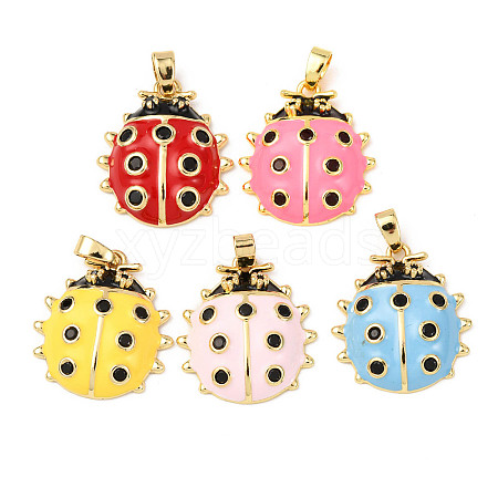 Brass Micro Pave Cubic Zirconia & Enamel Pendants KK-F917-04A-1