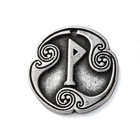 Rune Letters Alloy Pendants PALLOY-S193-01AS-08-1