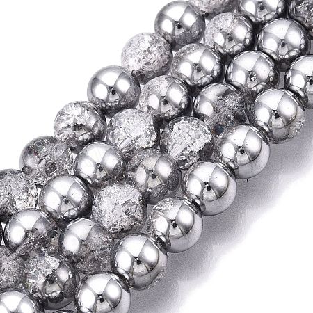 Electroplated Crackle Glass Beads Strands EGLA-N014-8mm-03-1