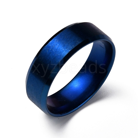 Titanium Steel Wide Band Finger Rings for Women Men RJEW-WH0009-13I-BU-1