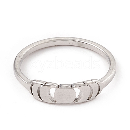 Non-Tarnish 304 Stainless Steel Moon Phase Finger Ring for Women RJEW-A006-05P-1