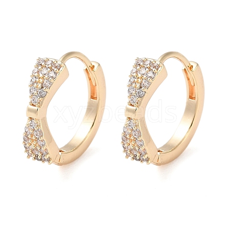 Brass Micro Pave Clear Cubic Zirconia Hoop Earrings EJEW-S234-03G-1