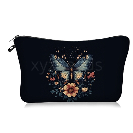 Flower Butterfly Print Polyester Cosmetic Zipper Pouches PW-WG2849A-02-1