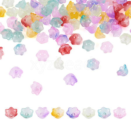 80Pcs 8 Colors Transparent Spray Painted Glass Beads GLAA-BT0001-02-1