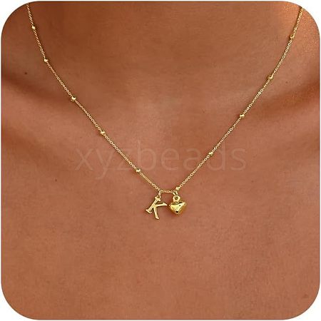 Brass Initial and Heart Pendant Necklaces for Women FS-WG01F32-11-1