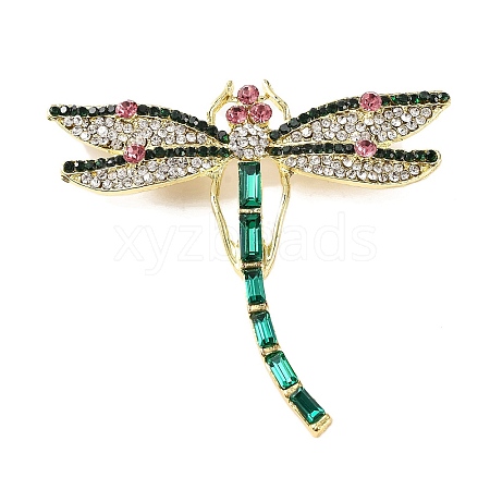 Golden Plated Alloy Colorful Rhinestone Insect Brooches JEWB-L017-07G-01-1