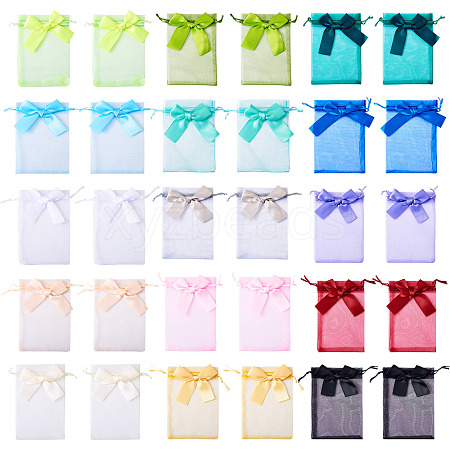 30Pcs 15 Colors Rectangle Organza Drawstring Bags ABAG-TA0001-89-1