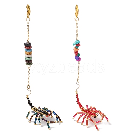 Scorpion Glass Seed Beads Pendant Decoration HJEW-MZ00121-1