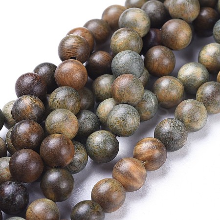 Natural Sandalwood Beads Strands X-WOOD-F008-02-D-1