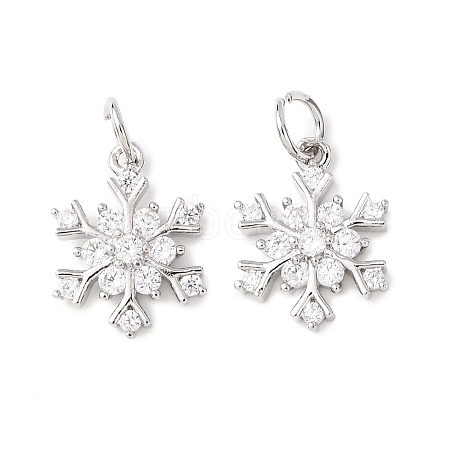 Rack Plating Brass Micro Pave Clear Cubic Zirconia Pendants KK-B093-04A-P-1