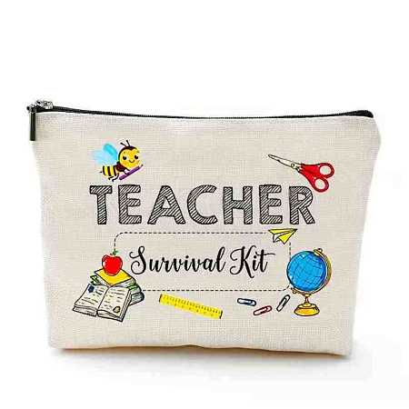 Teachers' Day Cotton Linen Cosmetic Bag PW-WG62416-05-1