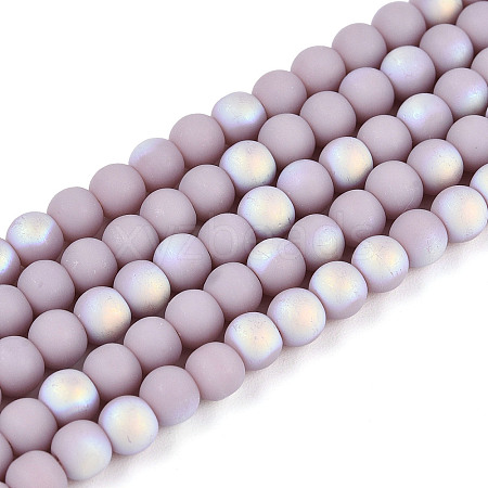 Frosted Opaque Glass Beads Strands GLAA-T032-P4mm-MBB07-1