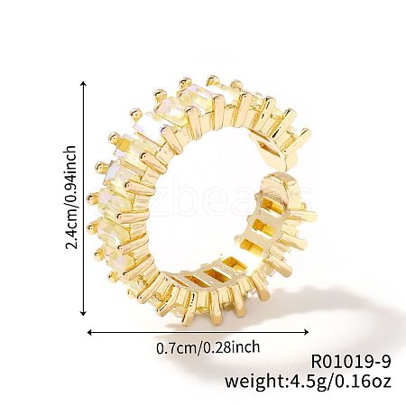 Brass Glass Cuff Rings ZQ1341-9-1