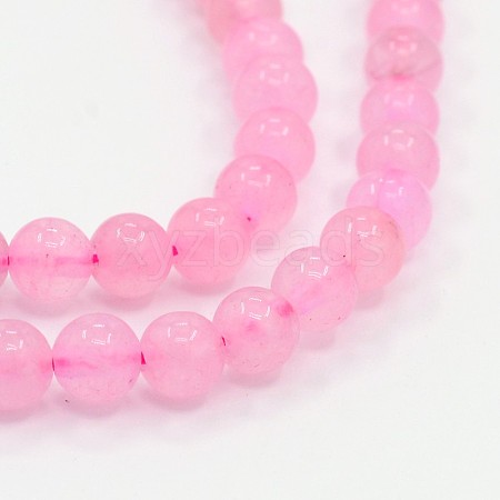 Natural Rose Quartz Round Bead Strands G-E252-02-6mm-1