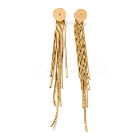 Brass Snake Chain Tassel Stud Earring Findings KK-G510-20G-1