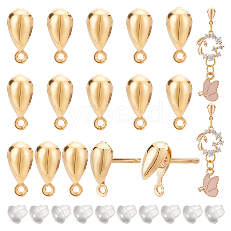 BENECREAT 80Pcs Brass Stud Earring Findings KK-BC0002-86-1