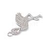 Rack Plating Brass Micro Pave Clear Cubic Zirconia Bird Pendants KK-L155-67P-3