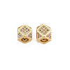 Brass Micro Pave Clear Cubic Zirconia Beads KK-N242-010-1