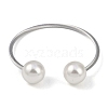 304 Stainless Steel & Plastic Round Bead Open Cuff Bangles BJEW-M042-04P-1