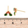 Cubic Zirconia Cherry Stud Earrings with Enamel X-EJEW-P199-14G-2