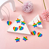 Yilisi 12Pcs 2 Style Plastic Stripe Pendants KY-YS0001-03-6