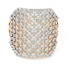 Square Brass Micro Pave Clear Cubic Zirconia Open Cuff Ring for Women RJEW-Q819-12G-2