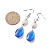 Glass Teardrop & Natural Pearl Dangle Earrings EJEW-JE05725-3