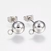 Non-Tarnish 201 Stainless Steel Ball Stud Earring Post X-STAS-F088-01P-1